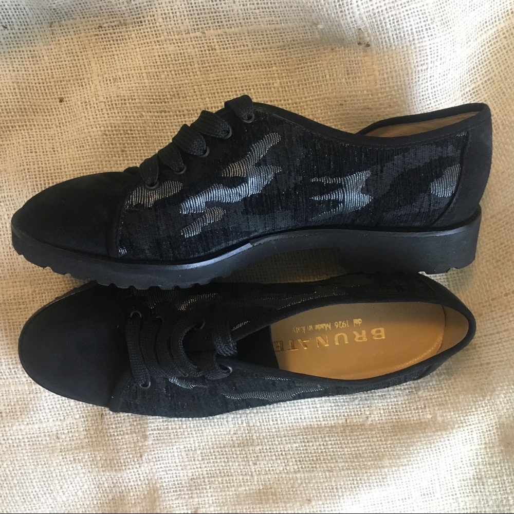 Brunate Lace Sneaker Embroidered Shoes Black